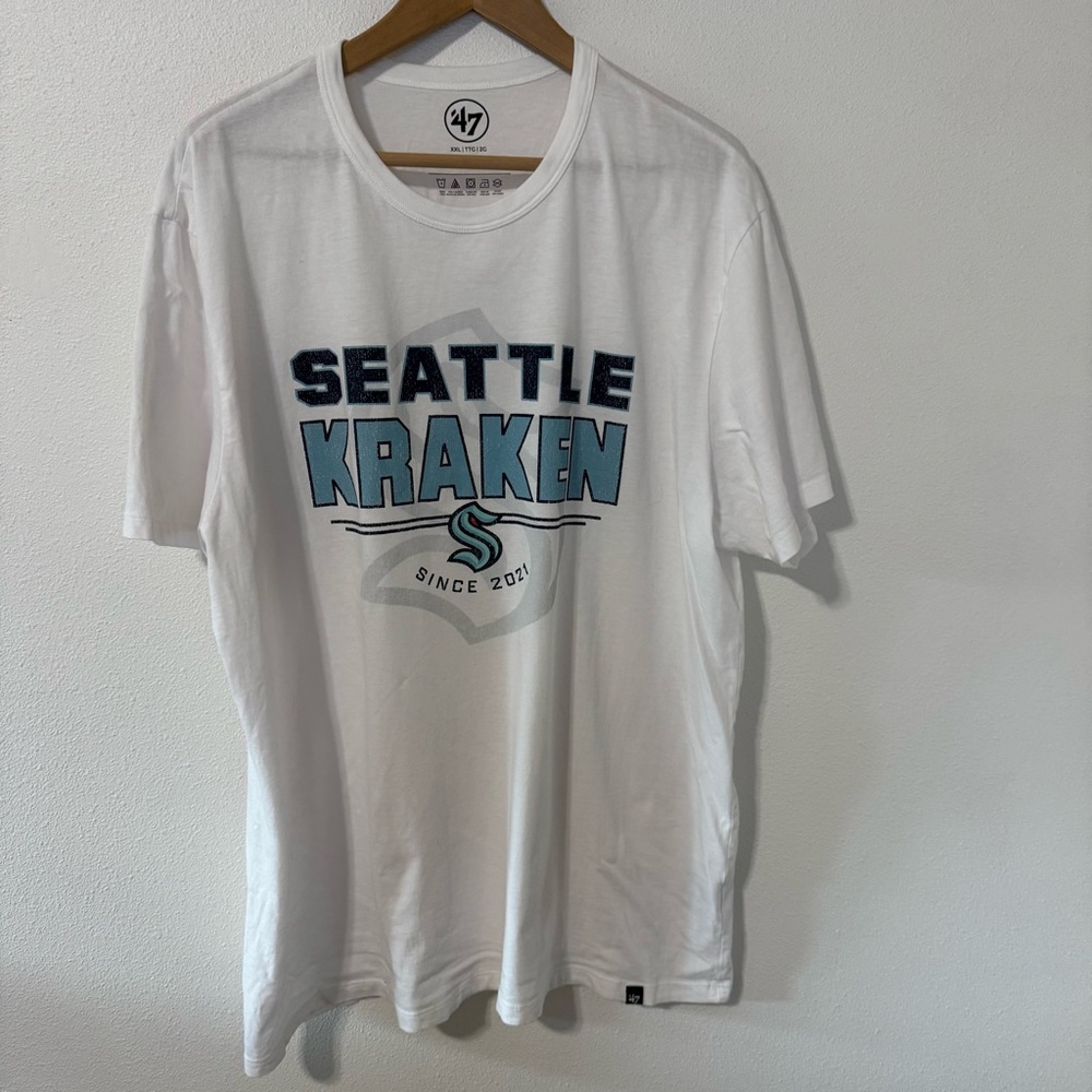 Seattle Kraken 47 Short Sleeve Graphic Tee White Crewneck NHL Cotton-XXL